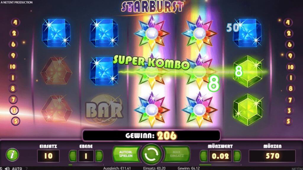 Gewinn beim Starburst Spielautomaten