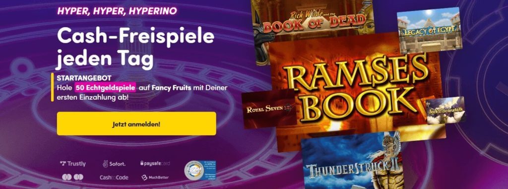 Freispiele Bonus bei einem der besten Online Casinos - Hyperino